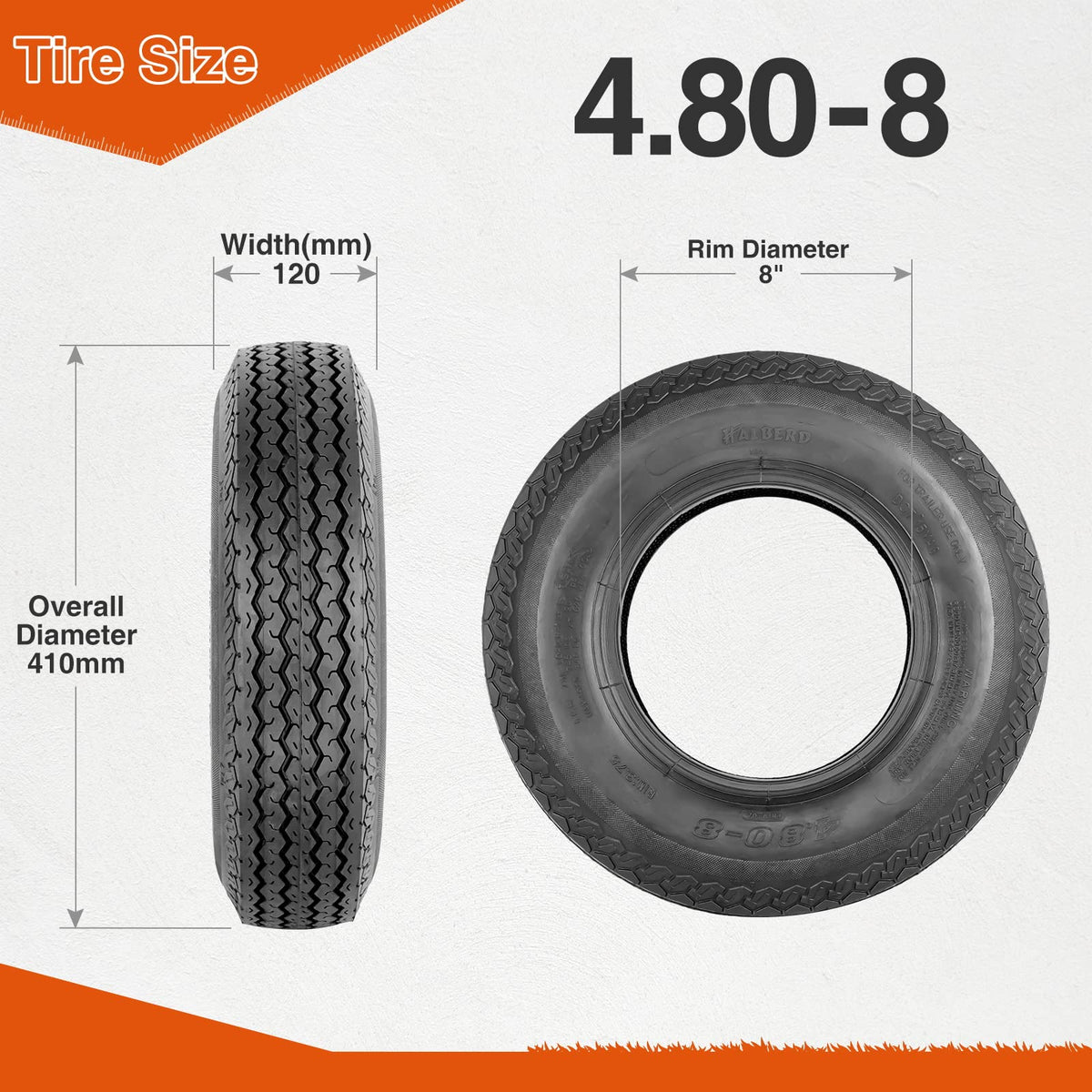 4.80-8 Trailer Tires Set of 2 Tubeless X31883