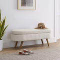 43.5" L Upholstered Linen Storage Ottoman Bench with Rubber Wood Legs E5689