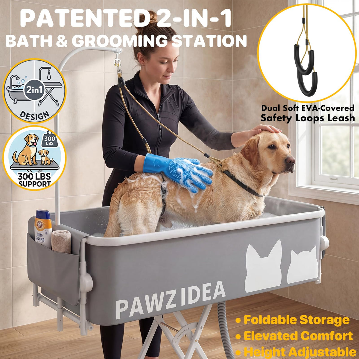 2-in-1 Dog Bathtub & Grooming Table F472010