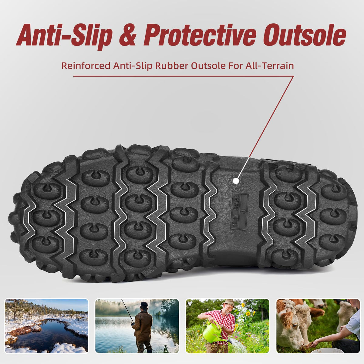 6mm Neoprene Insulated Mid Calf Waterproof Rubber Work Boots Z541