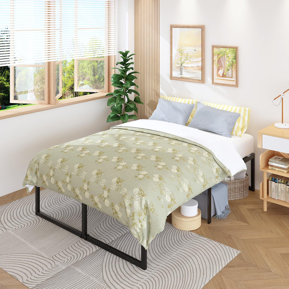 Queen Bed Frame 18 Inch with Steel Slat Support G667