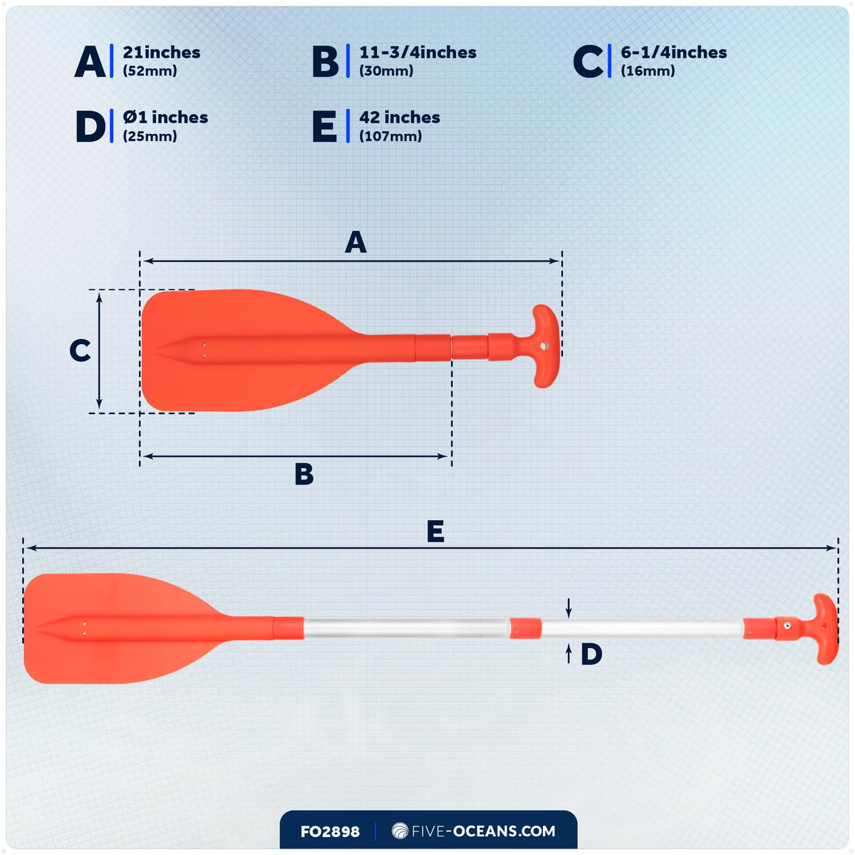 Telescoping Floating Orange Boat Paddle Q95168