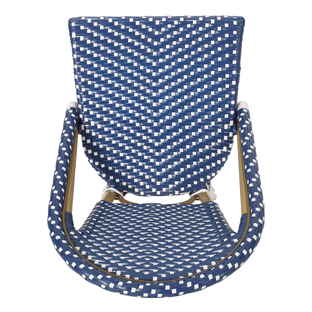 29.5" Bar Height Outdoor Stools Set of 2 Wicker Rattan Aluminum Teal Blue White I619077
