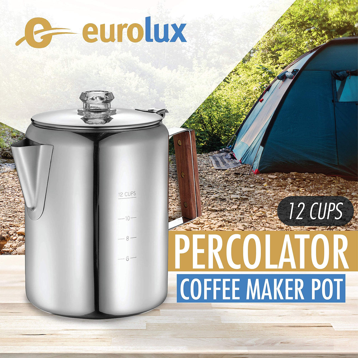 12 Cup Stainless Steel Percolator Coffee Maker Pot N68463
