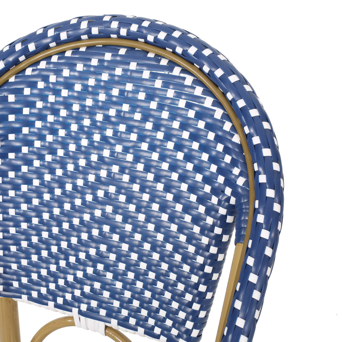 29.5" Bar Height Outdoor Stools Set of 2 Wicker Rattan Aluminum Teal Blue White I619077