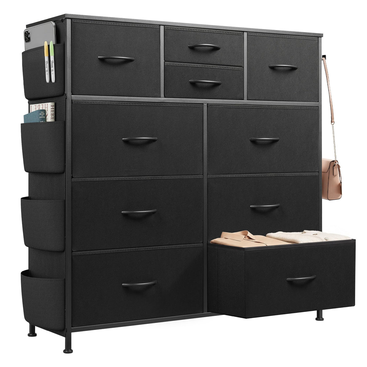 Black 10 Drawer Fabric Dresser E517405