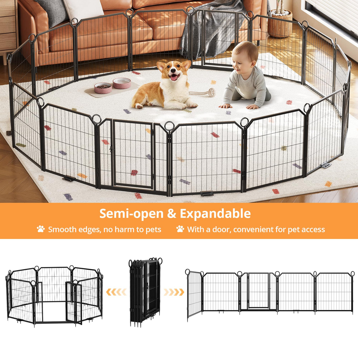 32 in 16 Panel Dog Playpen with Gate S204413