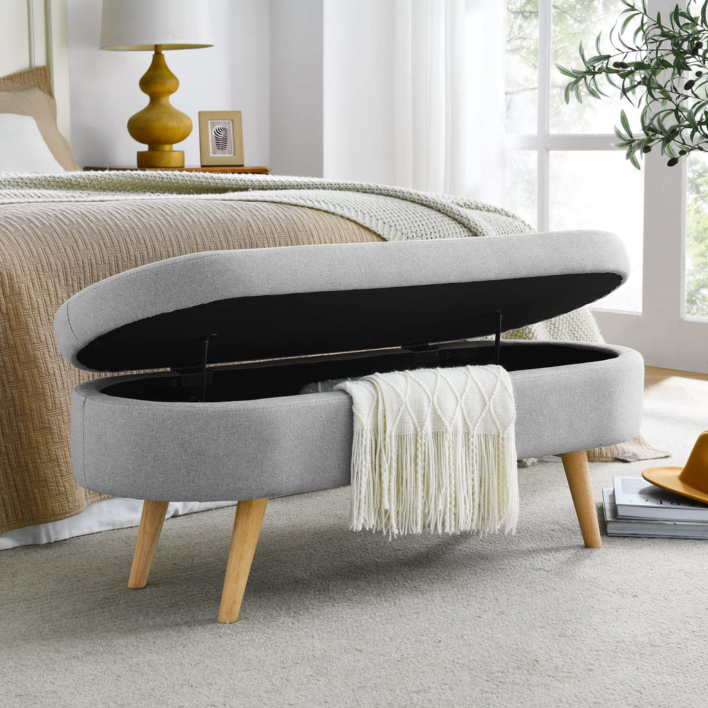 Oval Storage Bench with Rubber Wood Legs Q8763