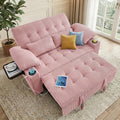 Pink Corduroy Full Size Sleeper Sofa Bed A67642