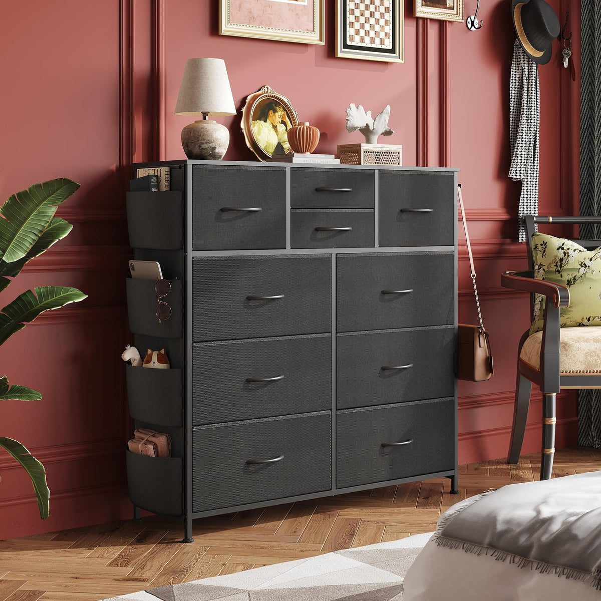 Black 10 Drawer Fabric Dresser E517405