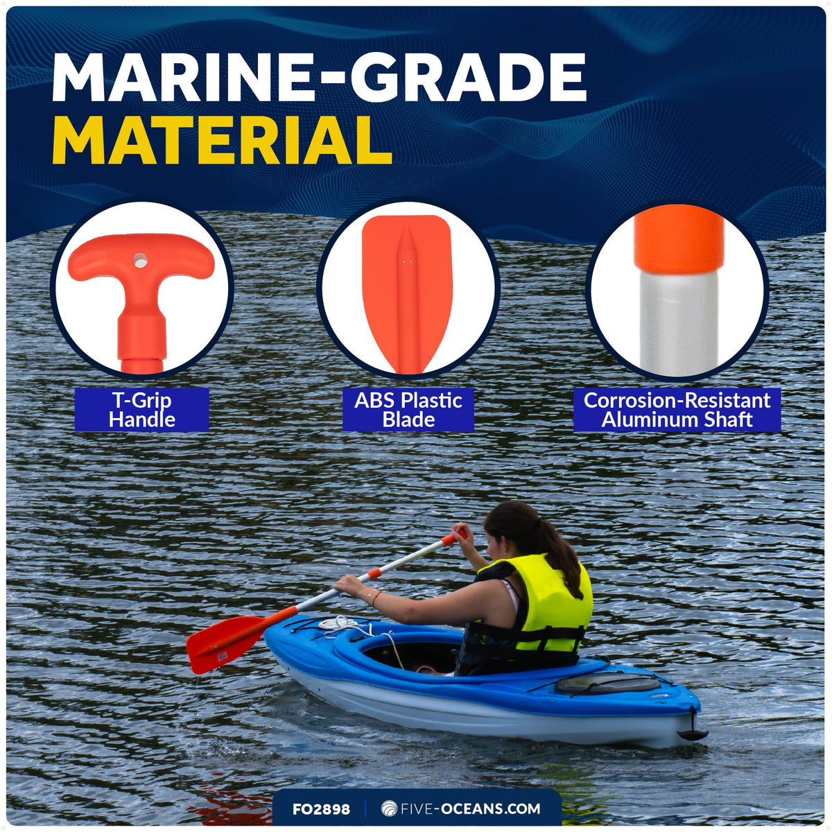 Telescoping Floating Orange Boat Paddle Q95168