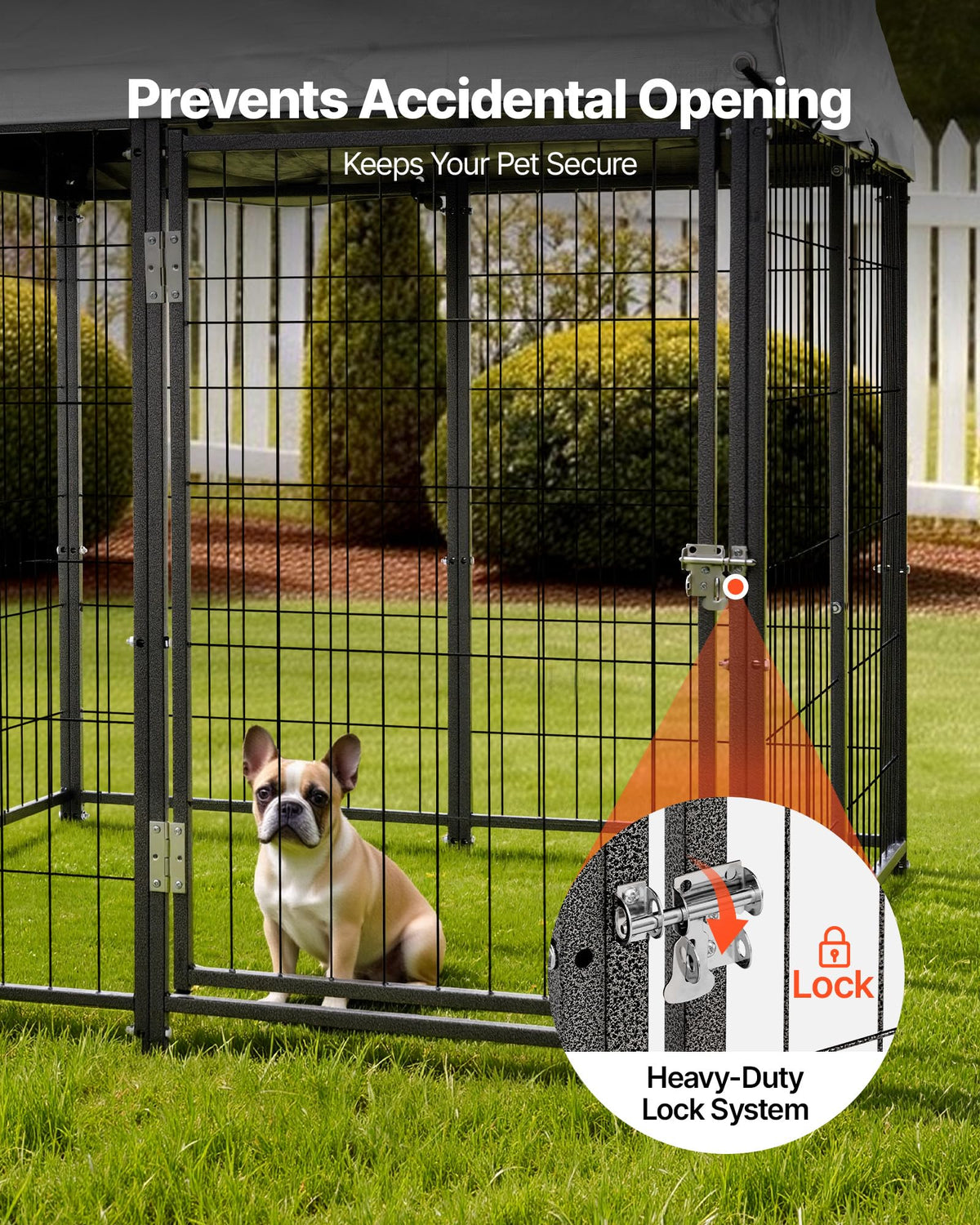Outdoor Dog Kennel with UV-Resistant & Waterproof Roof Cover O18405