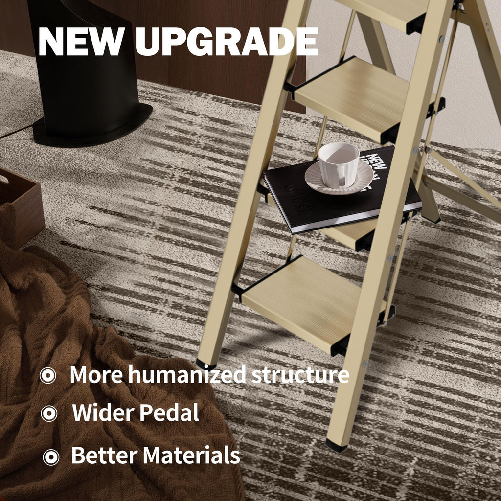4 Step Lightweight Folding Ladder with Handgrip 330lbs Capacity M41119
