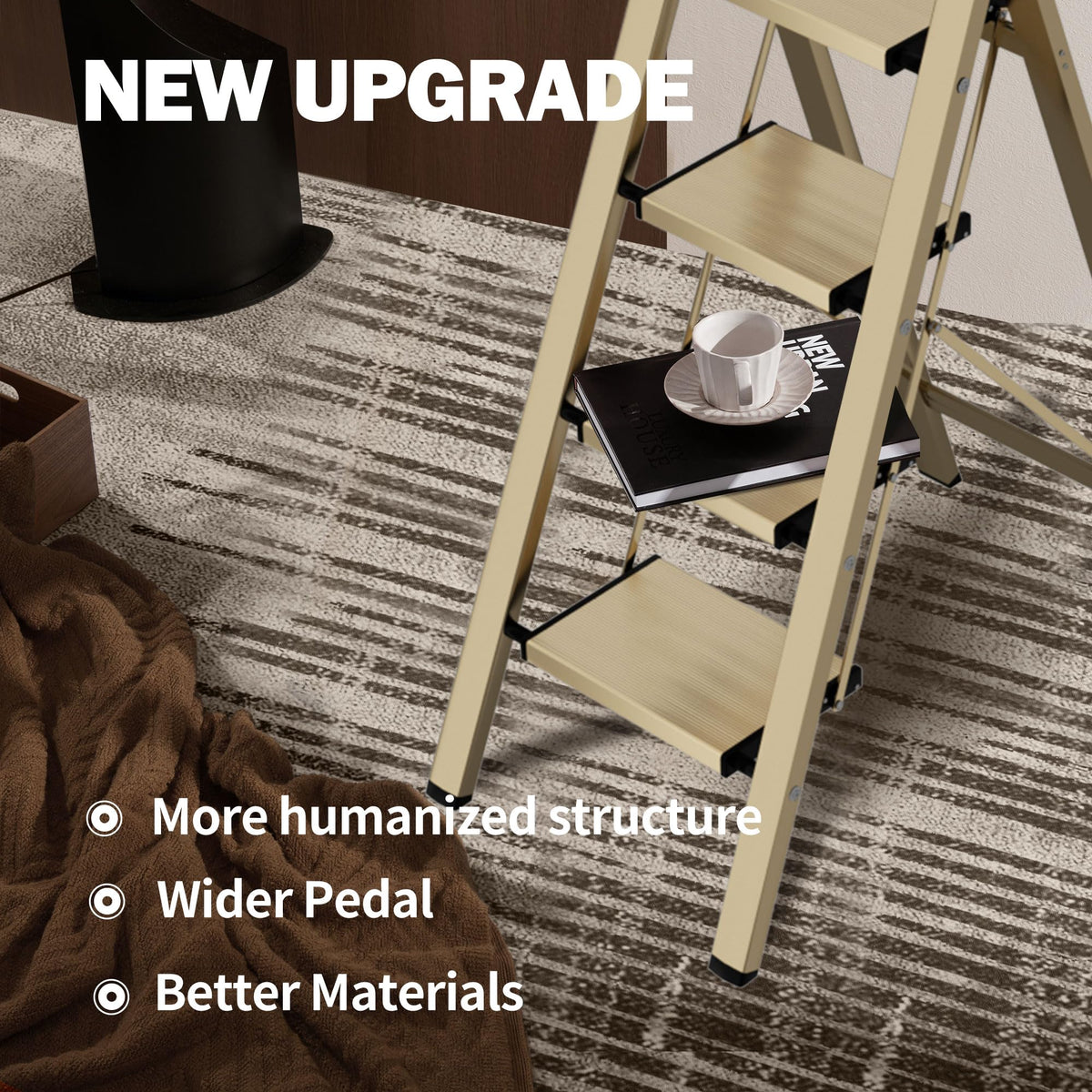 4 Step Lightweight Folding Ladder with Handgrip 330lbs Capacity M41119