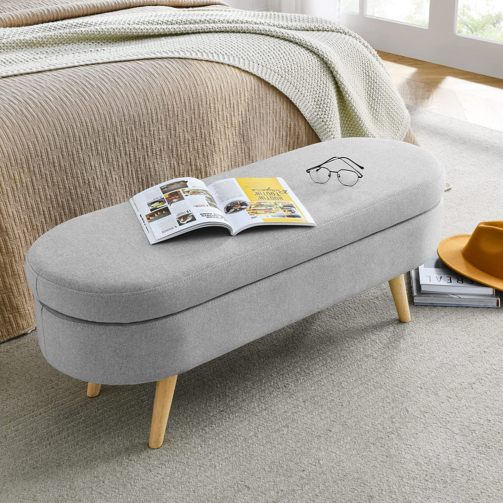 Oval Storage Bench with Rubber Wood Legs Q8763