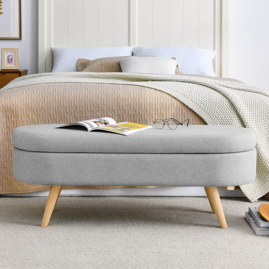 Oval Storage Bench with Rubber Wood Legs Q8763